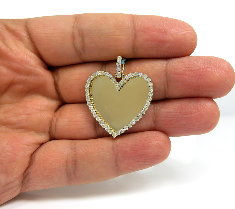 10k yellow gold diamond medium heart picture pendant 1.35ct - Image 5