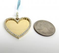 10k yellow gold diamond medium heart picture pendant 1.35ct