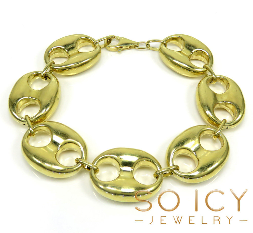10k yellow gold hollow xl gucci puff bracelet 8.50 inches 19mm - Image 2