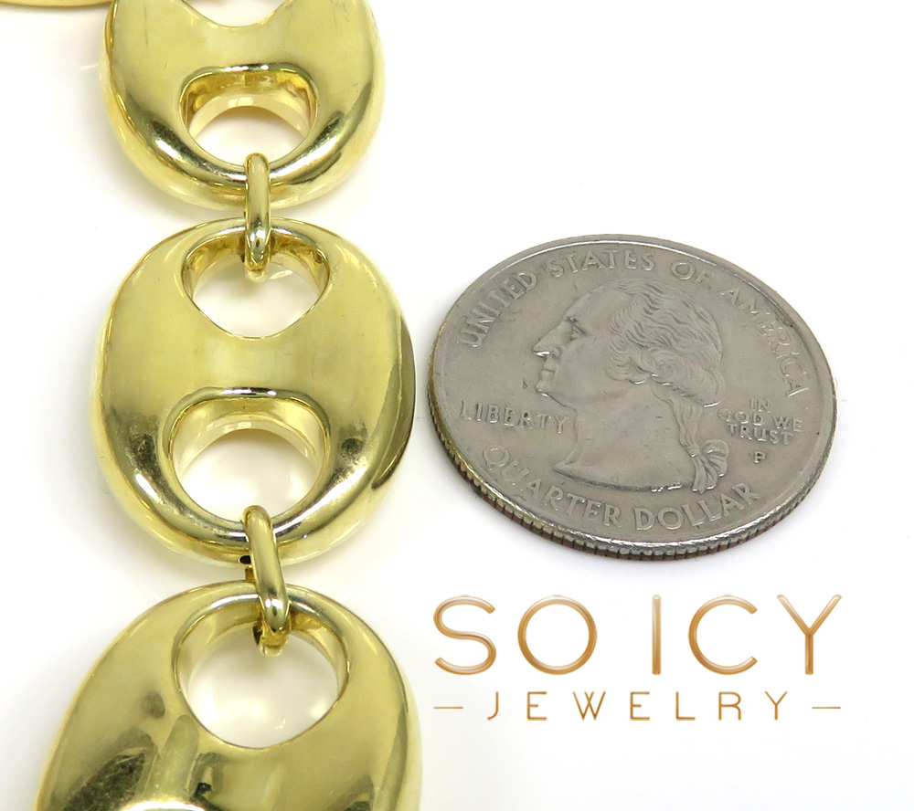 10k yellow gold hollow xl gucci puff bracelet 8.50 inches 19mm - Image 3