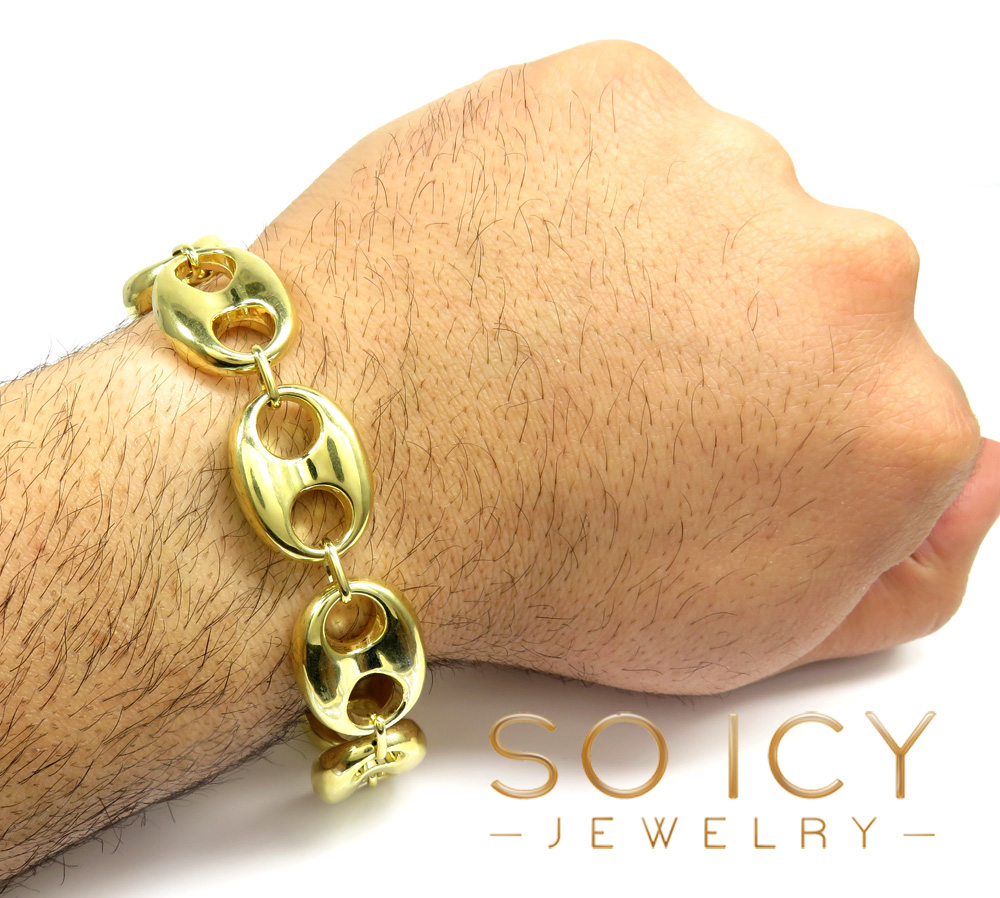 10k yellow gold hollow xl gucci puff bracelet 8.50 inches 19mm 