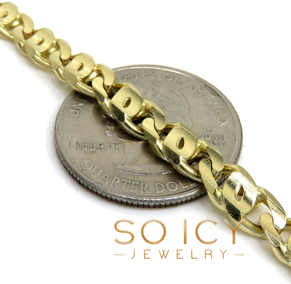 14k yellow gold solid tiger eye link chain 22-24 inch 5.70mm - Image 3