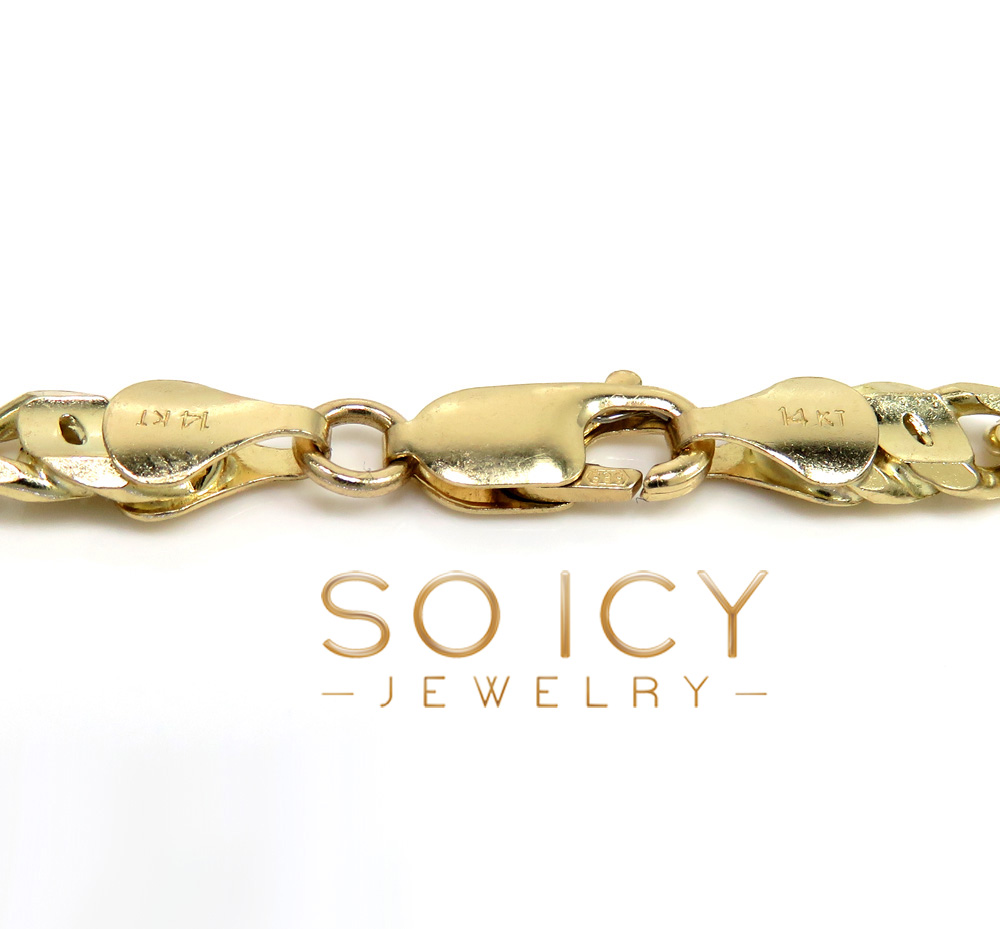 14k yellow gold solid tiger eye link chain 22-24 inch 5.70mm