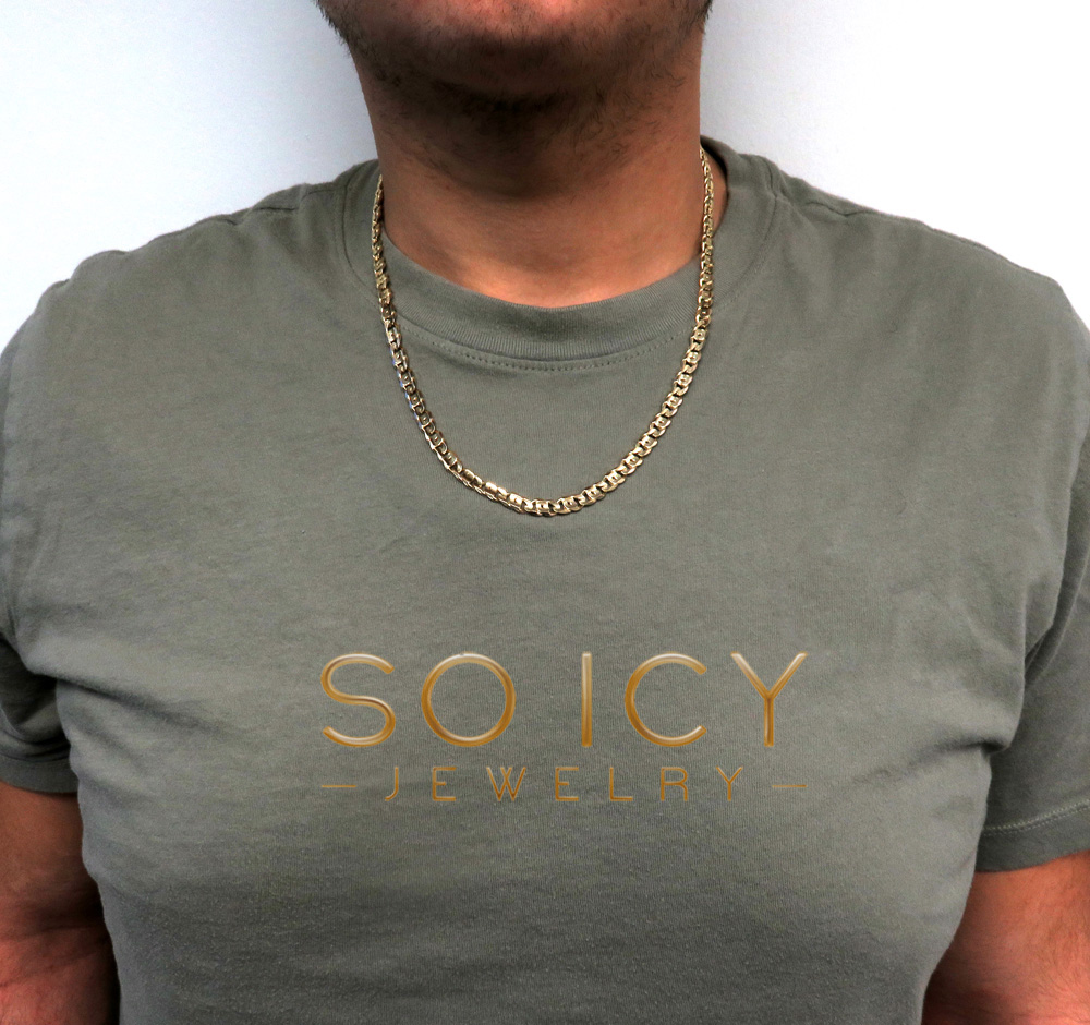 14k yellow gold solid tiger eye link chain 22-24 inch 5.70mm - Image 6