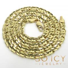 14k yellow gold solid tiger eye link chain 22-24 inch 5.70mm