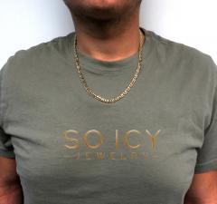 14k yellow gold solid tiger eye link chain 22-24 inch 5.70mm