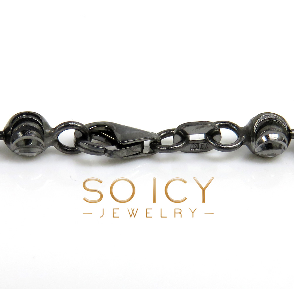 10k black gold moon cut bead link chain 20-26 inch 4mm
