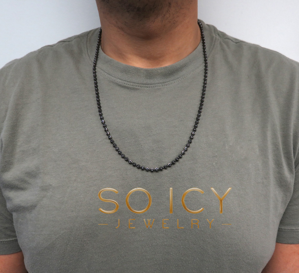 10k black gold moon cut bead link chain 20-26 inch 4mm - Image 6