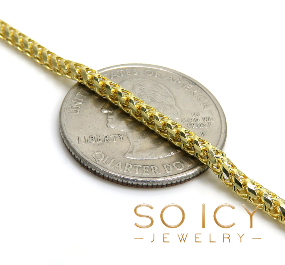 14k solid yellow gold diamond cut franco chain 18-24 inches 2.6mm