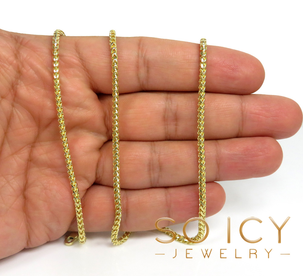 14k solid yellow gold diamond cut franco chain 18-24 inches 2.6mm