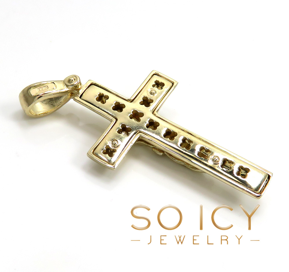 14k yellow gold bold italian jesus cross 