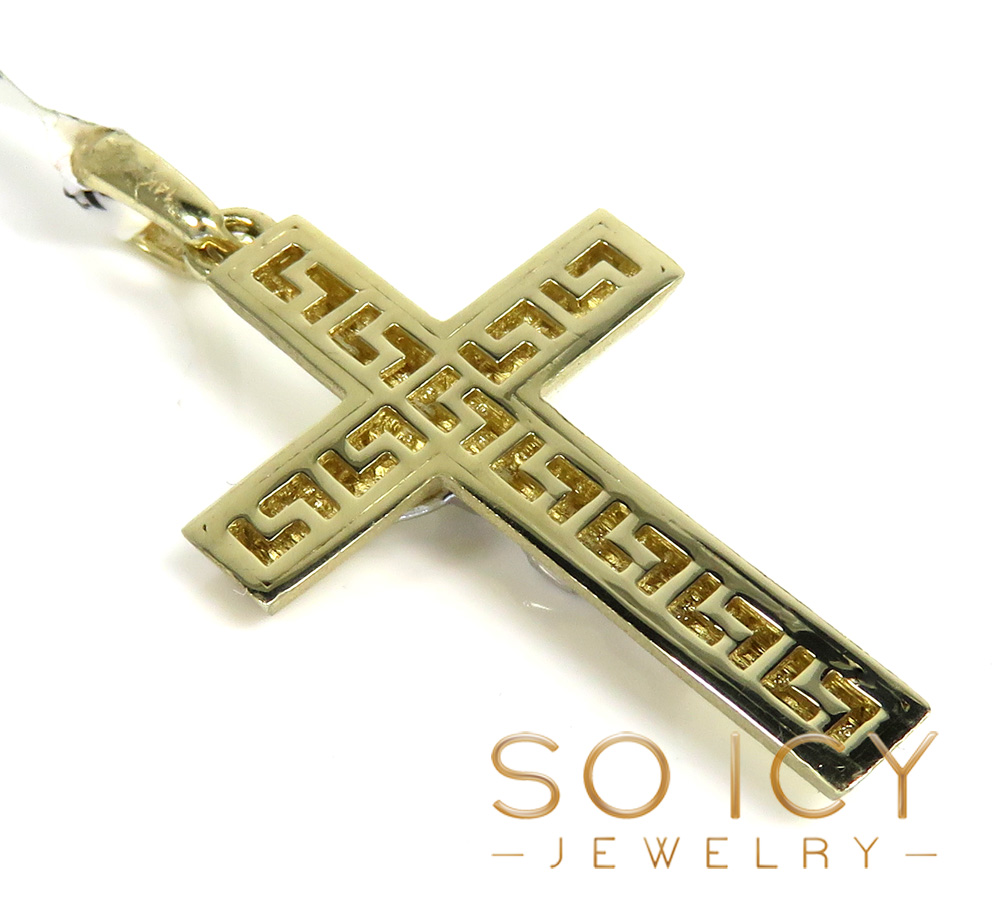 14k two tone gold brick italian jesus cross pendant