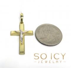 14k two tone gold brick italian jesus cross pendant