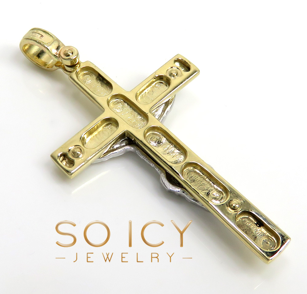 14k two tone fancy italian jesus cross pendant