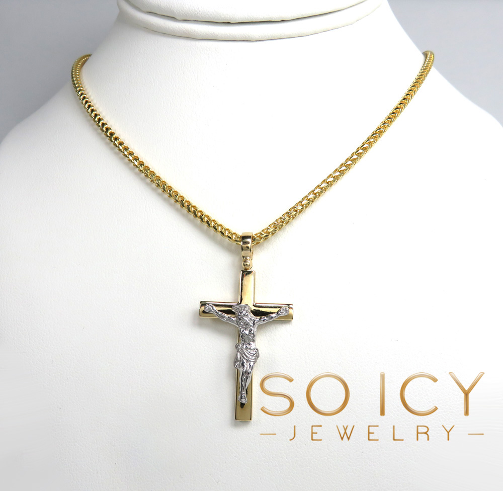 14k two tone fancy italian jesus cross pendant - Image 6