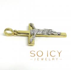 14k two tone fancy italian jesus cross pendant