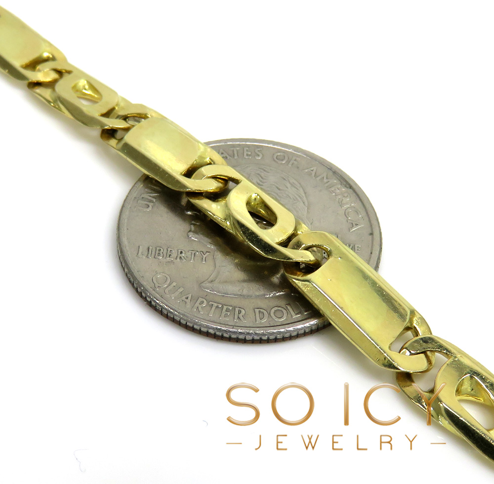 14k yellow gold solid tiger eye link chain 26 inch 6.50mm
