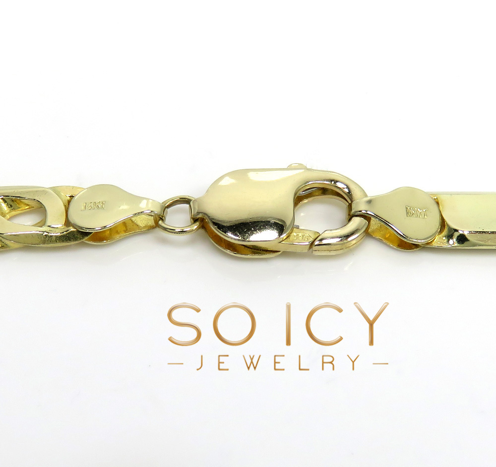 14k yellow gold solid tiger eye link chain 26 inch 6.50mm