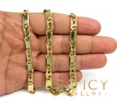 14k yellow gold solid tiger eye link chain 26 inch 6.50mm