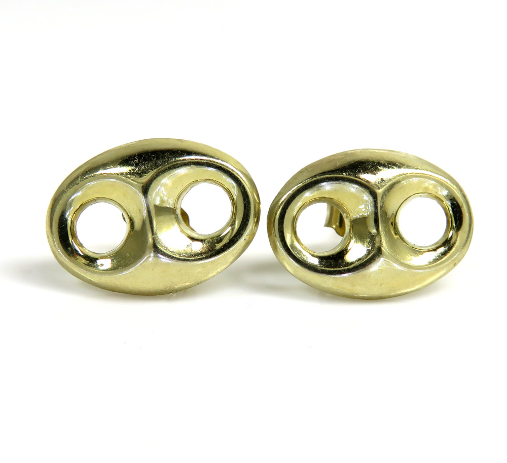10k yellow gold large puffed 11mm gucci earrings - Image 2