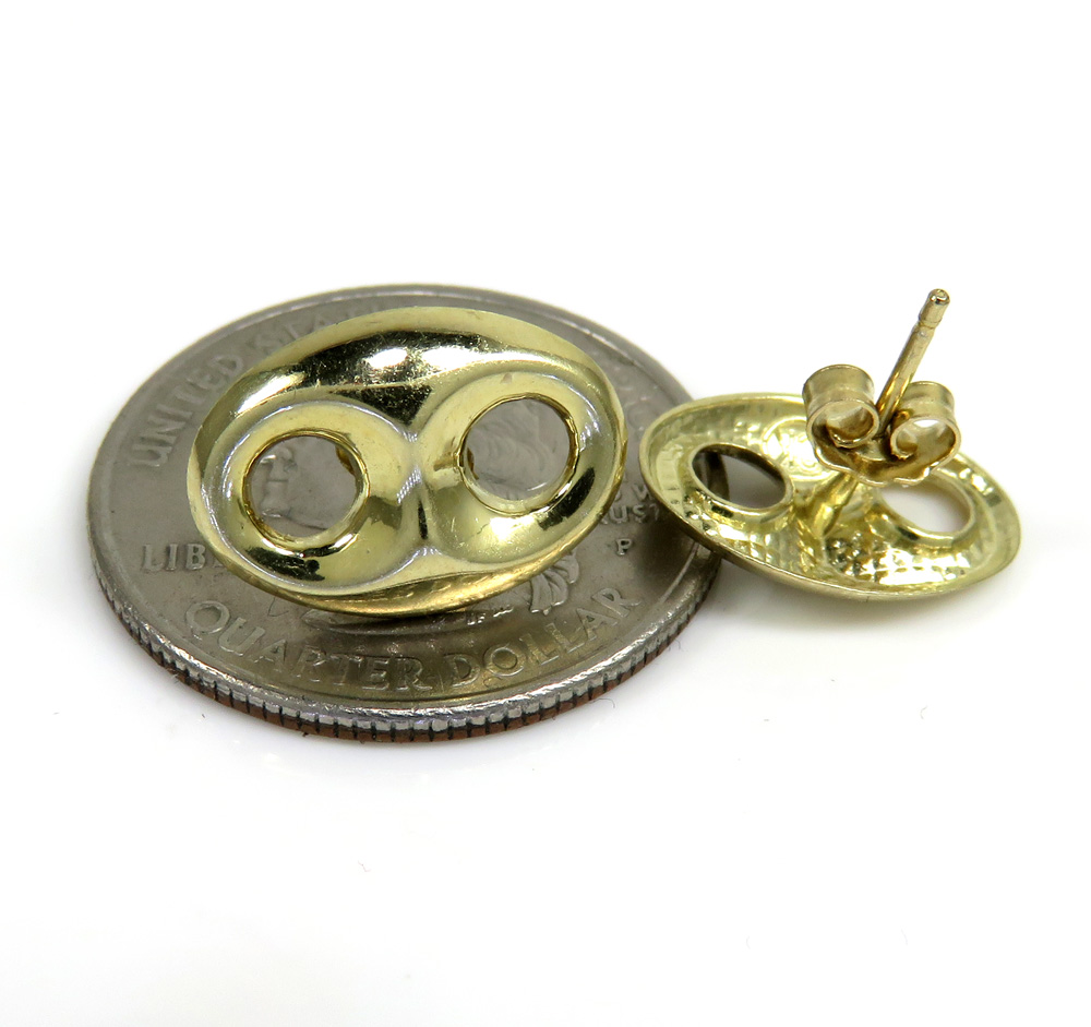 10k yellow gold large puffed 11mm gucci earrings - Image 3