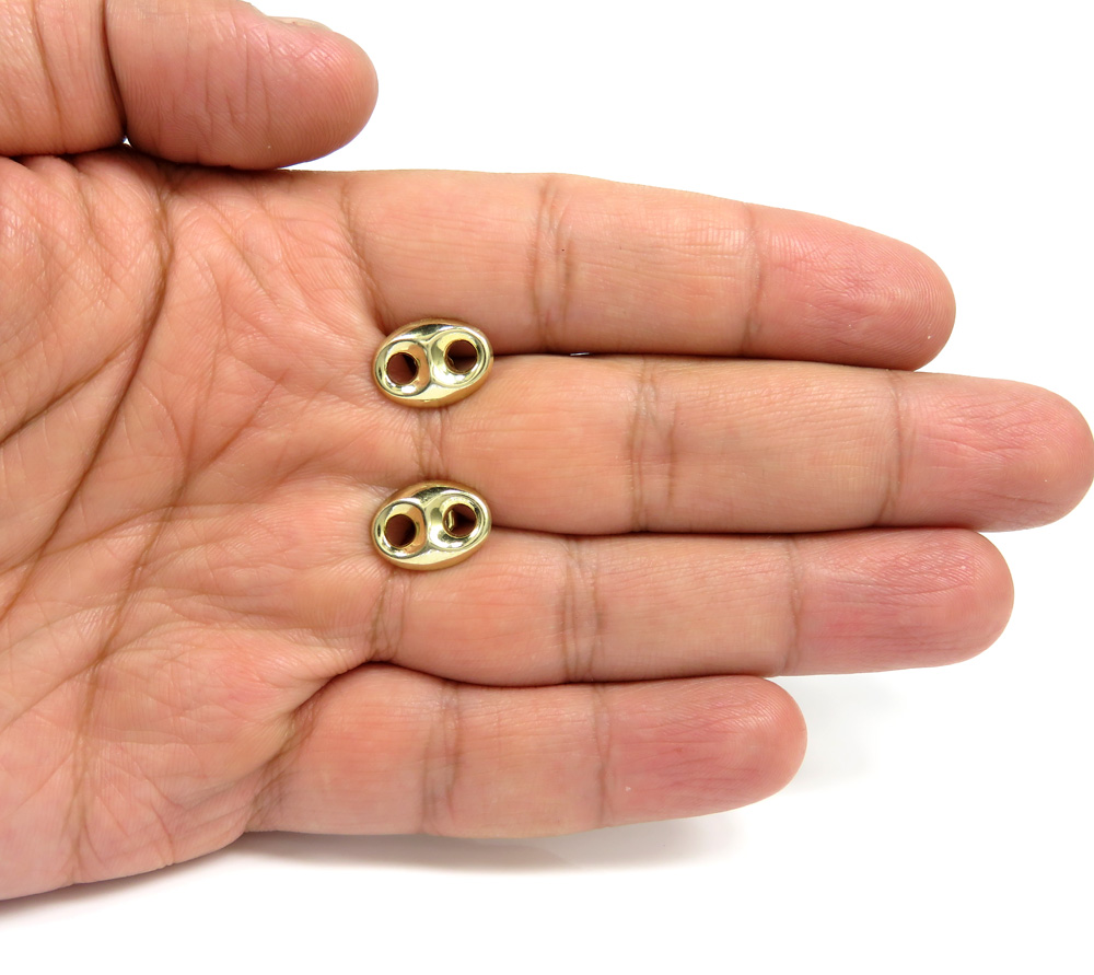 10k yellow gold large puffed 11mm gucci earrings - Image 4