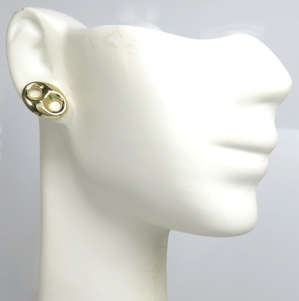 10k yellow gold large puffed 11mm gucci earrings - Image 5