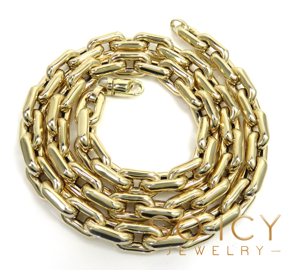 10k yellow gold large hollow cable link chain 22-24 inches 9mm - Image 2
