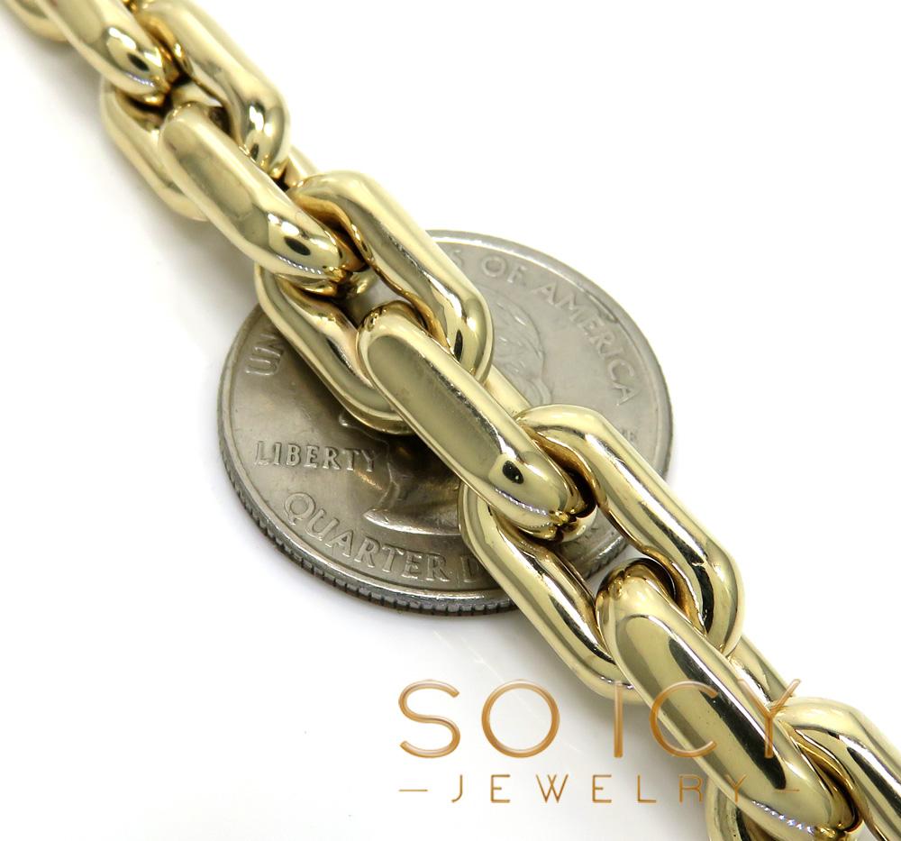 10k yellow gold large hollow cable link chain 22-24 inches 9mm - Image 3