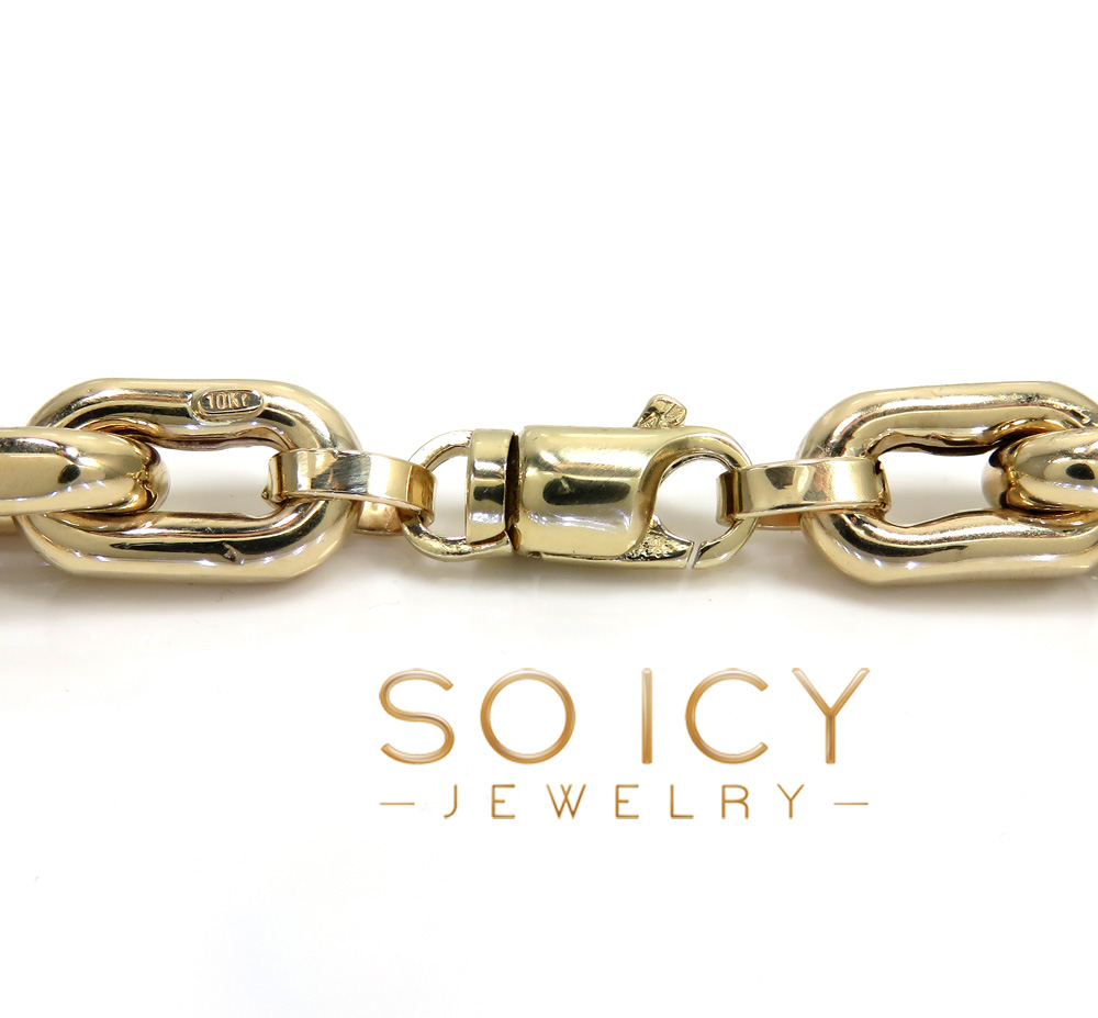 10k yellow gold large hollow cable link chain 22-24 inches 9mm