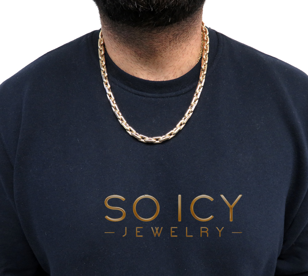 10k yellow gold large hollow cable link chain 22-24 inches 9mm - Image 6