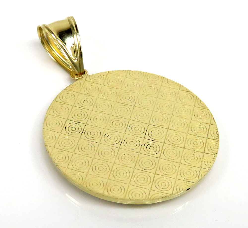 14k two tone gold round halo medium picture pendant 