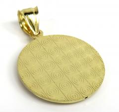 14k two tone gold round halo small picture pendant 