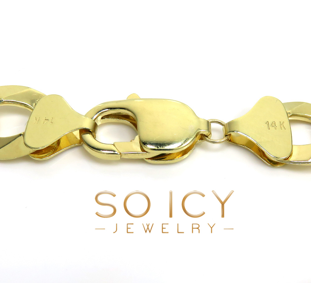 14k yellow gold thick cuban id bracelet 8.75 inch 12mm 