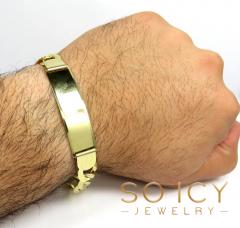 14k yellow gold thick cuban id bracelet 8.75 inch 12mm 
