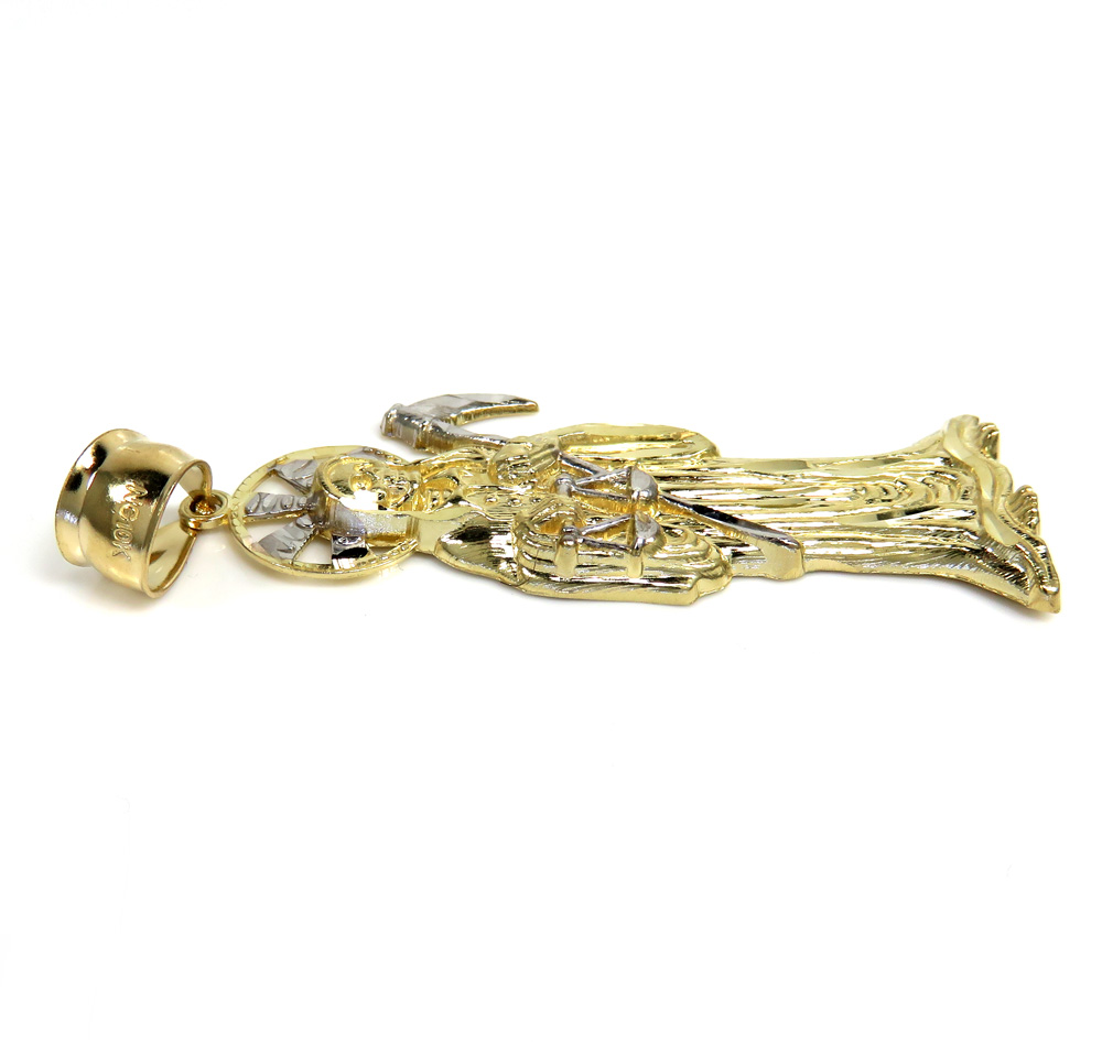 10k two tone gold halo medium grim reaper pendant 