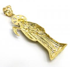 10k two tone gold halo medium grim reaper pendant 