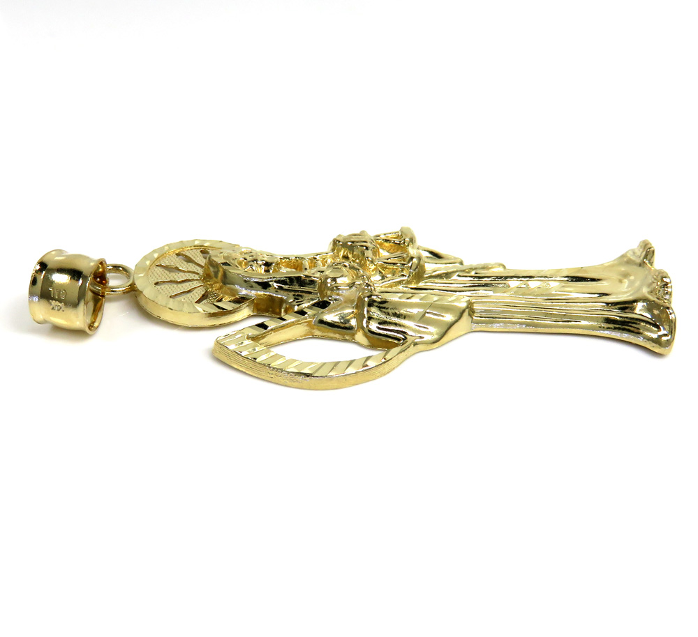 14k yellow gold large halo grim reaper pendant - Image 3