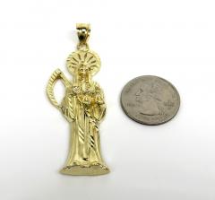 14k yellow gold large halo grim reaper pendant 