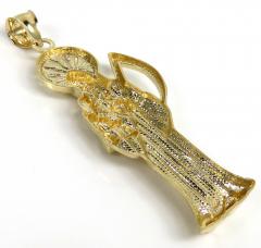 14k yellow gold large halo grim reaper pendant 