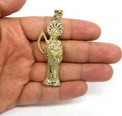14k yellow gold large halo grim reaper pendant 