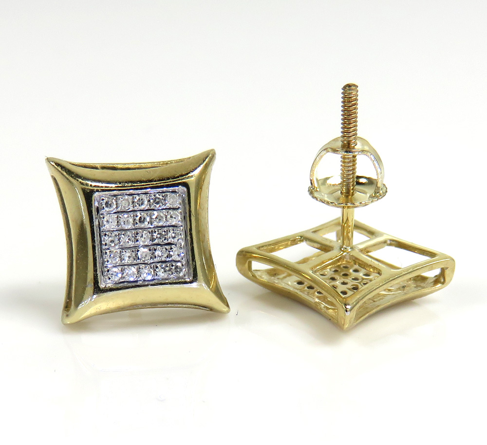 10k yellow gold 5 row 9.50mm diamond kite earrings 0.10ct - Image 2