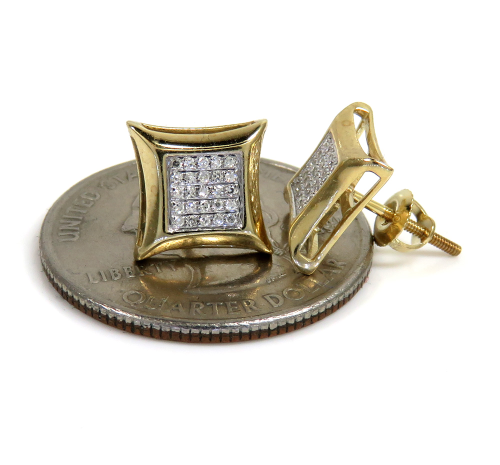 10k yellow gold 5 row 9.50mm diamond kite earrings 0.10ct - Image 3