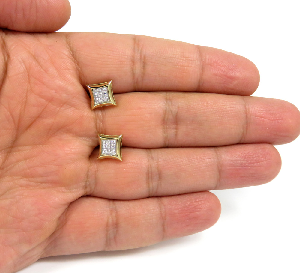 10k yellow gold 5 row 9.50mm diamond kite earrings 0.10ct