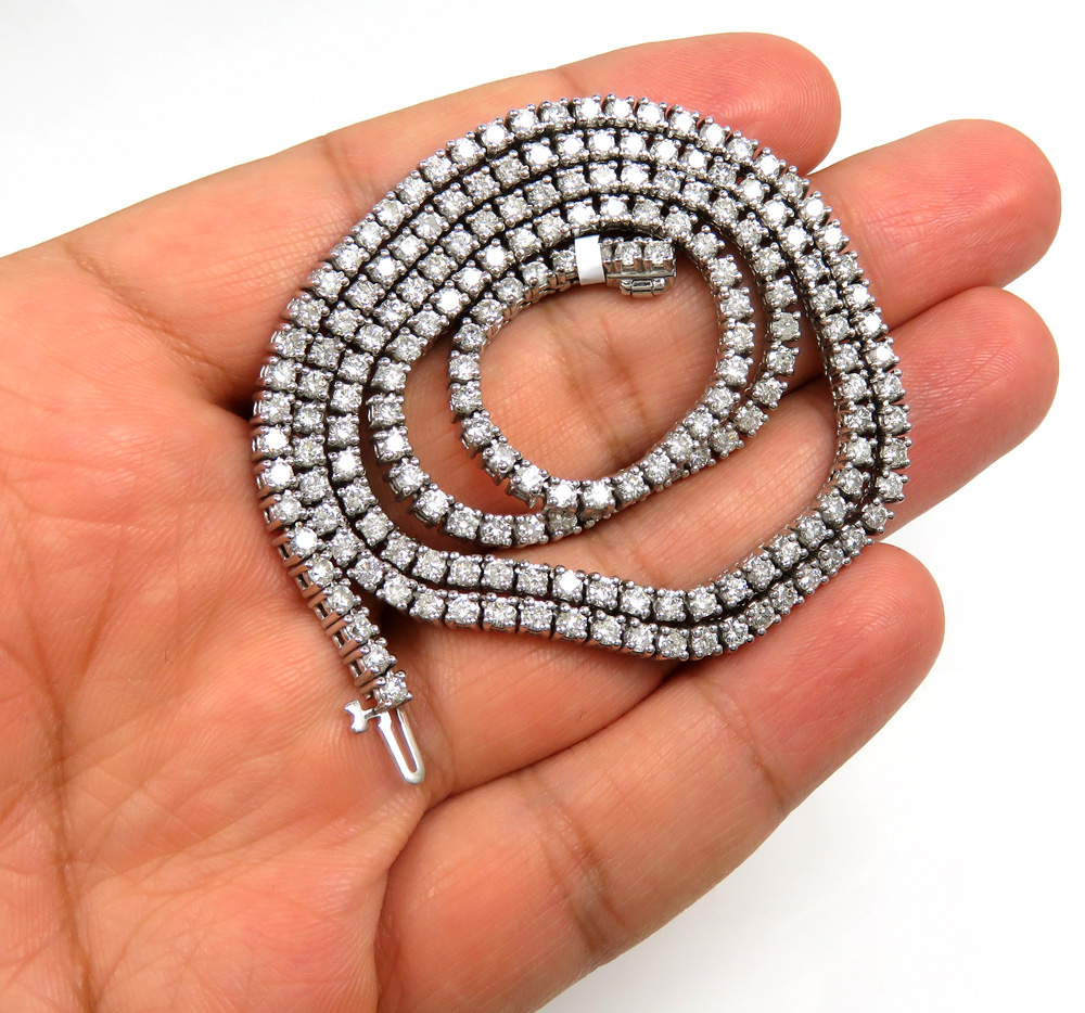 14k white gold round 7 pointer diamond tennis chain 22 inches 3.50mm 13.05ct - Image 7