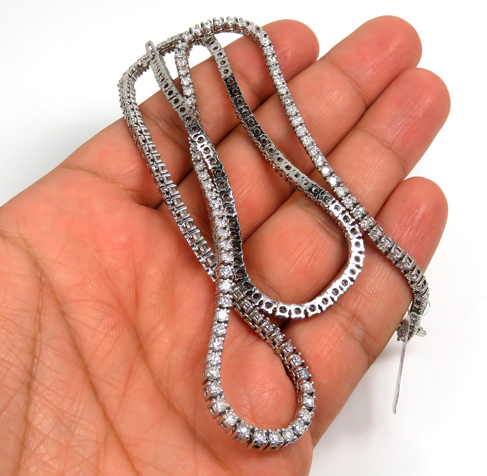 14k white gold round 7 pointer diamond tennis chain 22 inches 3.50mm 13.05ct - Image 8