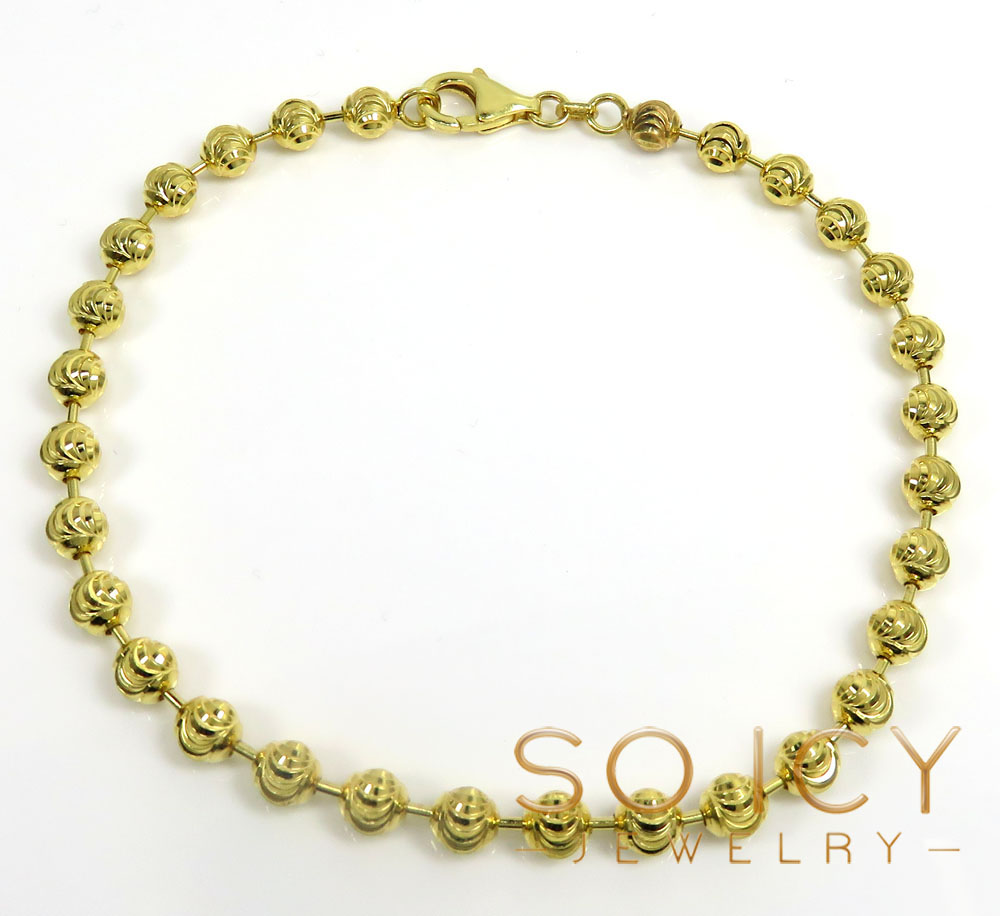 925 yellow or white moon cut bead bracelet 9 inch 5mm 