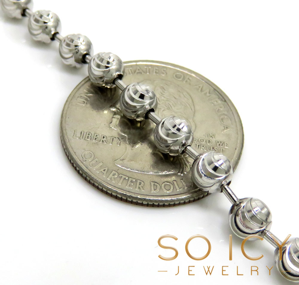 925 yellow or white moon cut bead bracelet 9 inch 5mm 