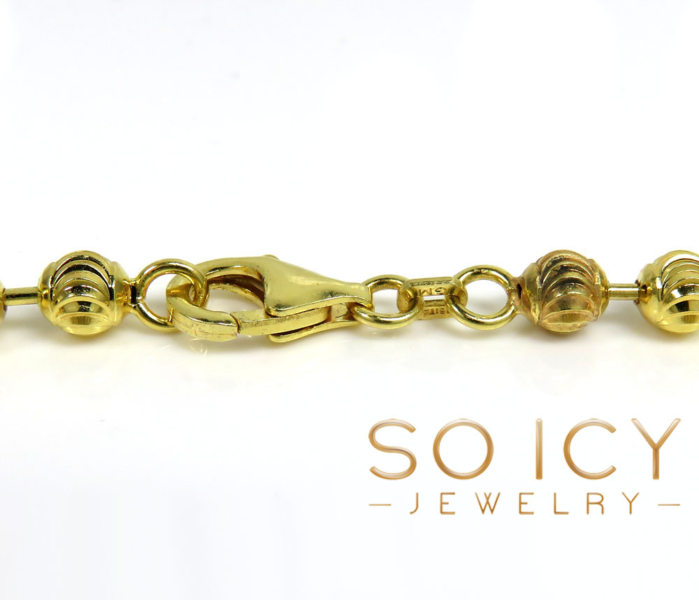 925 yellow or white moon cut bead bracelet 9 inch 5mm 