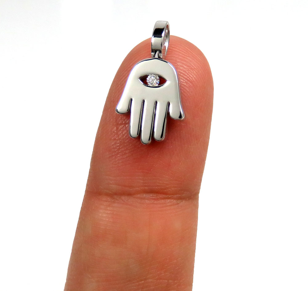 14k gold mini vs diamond hamsa pendant 0.05ct